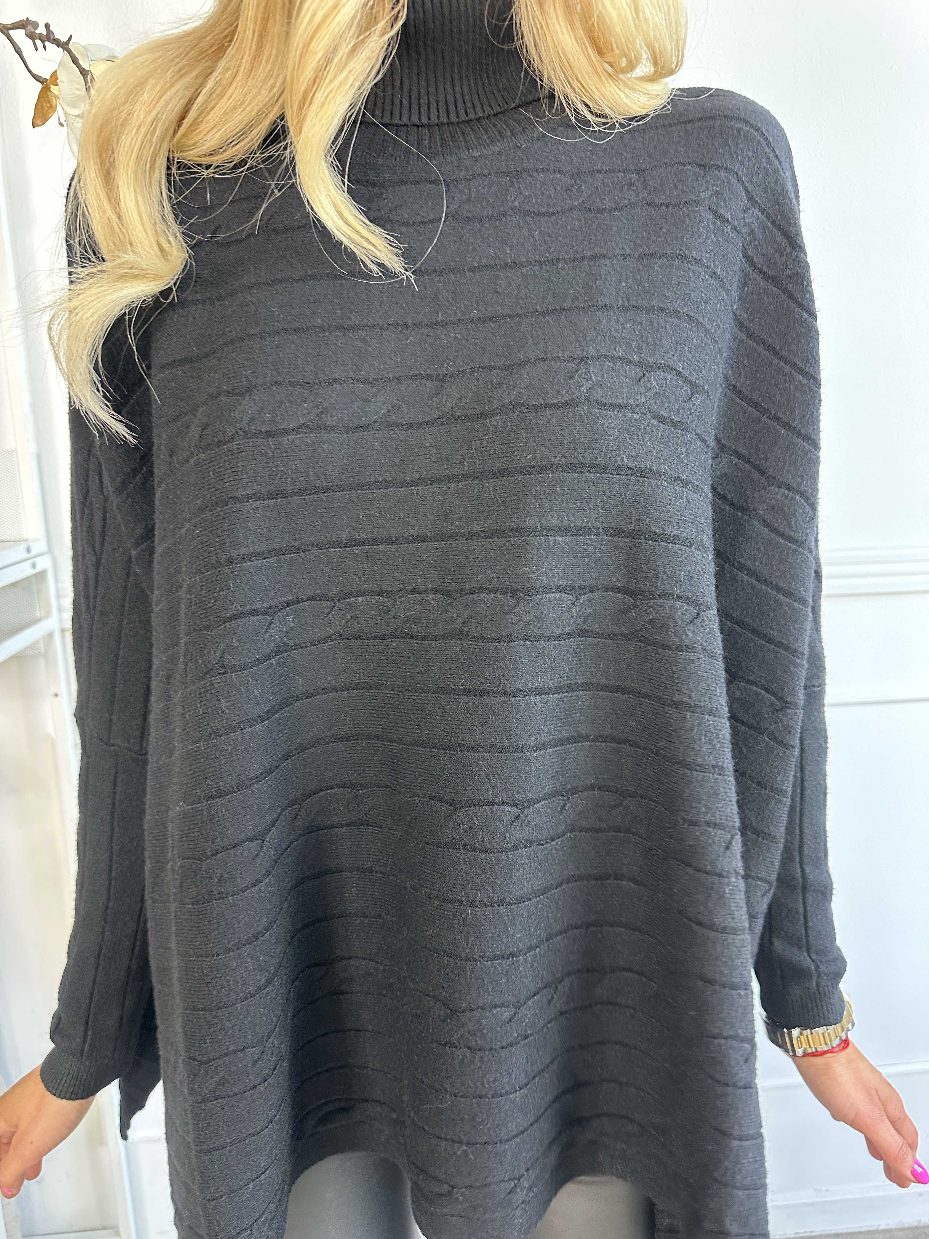 Diamond - Söt mjuk elastisk stickad tröja med polokrage